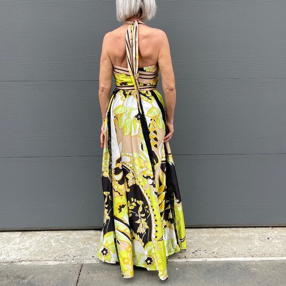 NWT ANNARITA N Made in Italy Long V-strap dress - Picture 3 of 16